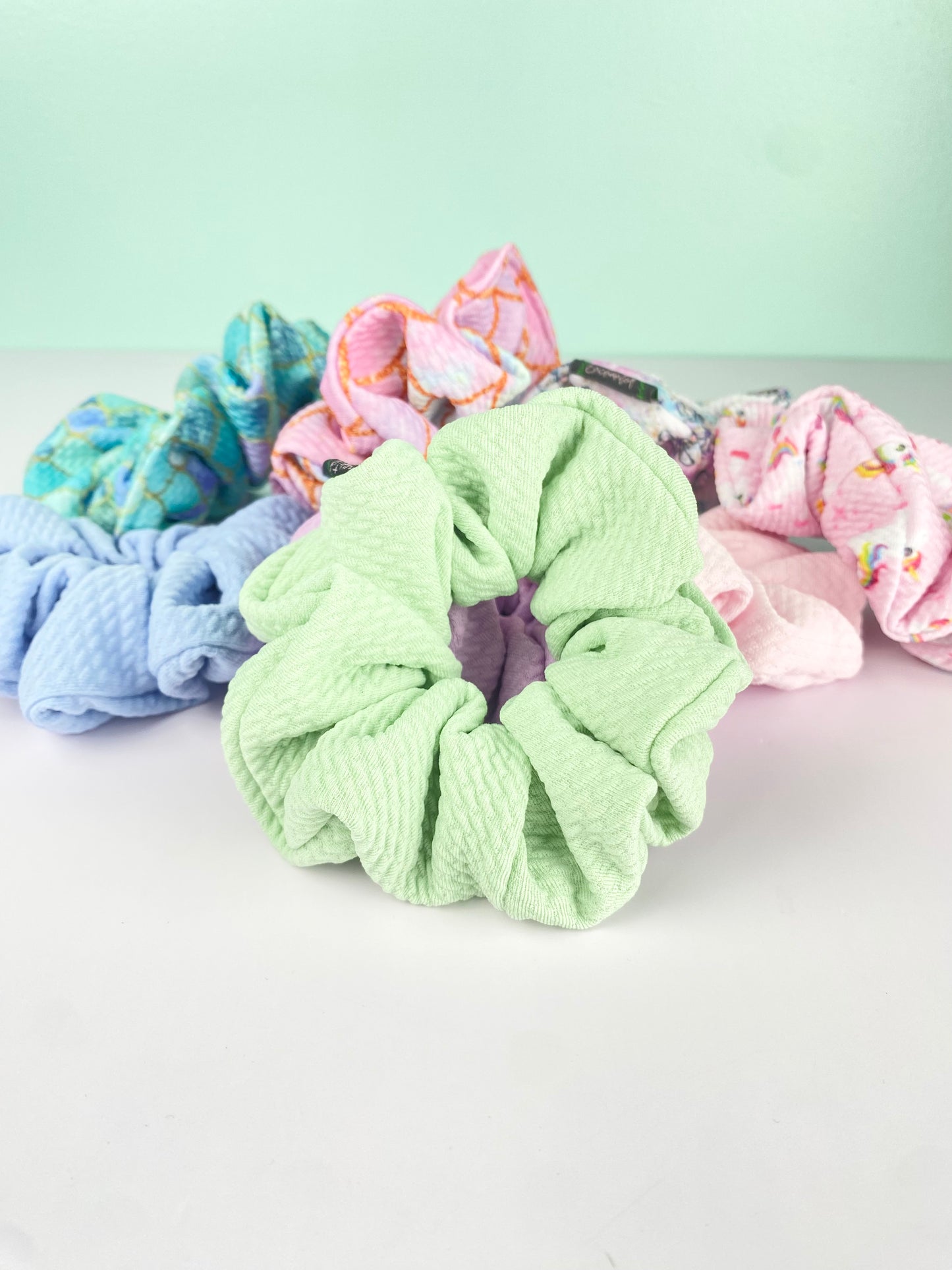 Pastel Green Small Bullet Scrunchie