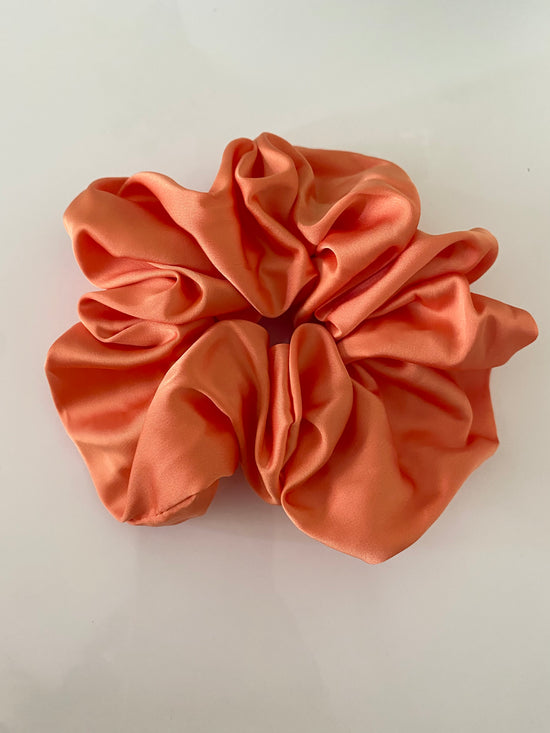 Coral Satin Scrunchie