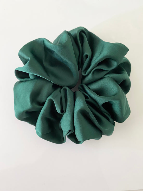 Green Satin Scrunchie