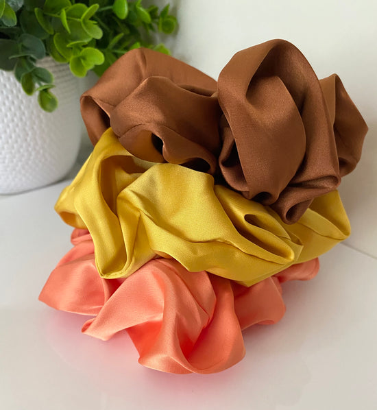 Brown Satin Scrunchie