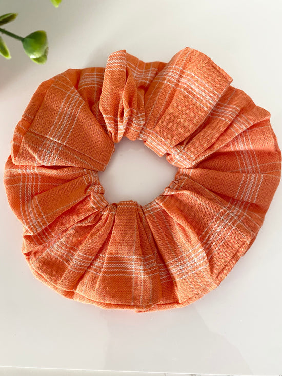 Orange Plaid Fall Scrunchie (Large)