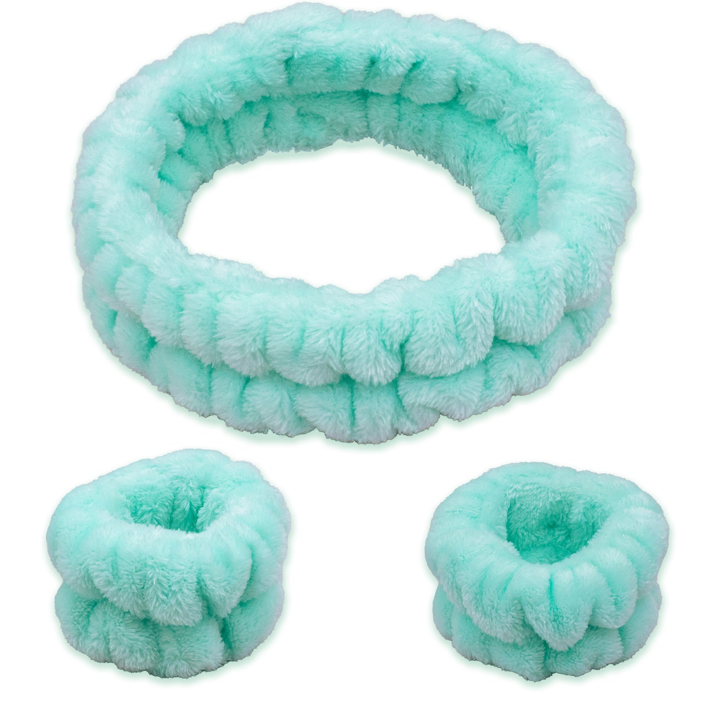 Mint Face Washing Spa Headband and Wristband Set