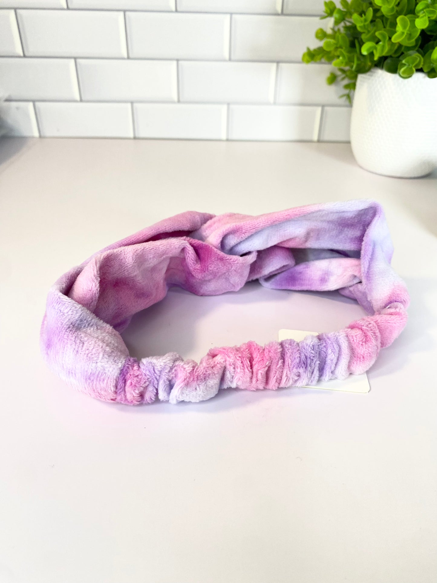 Stretch Tie Dye Knot Headband Purple