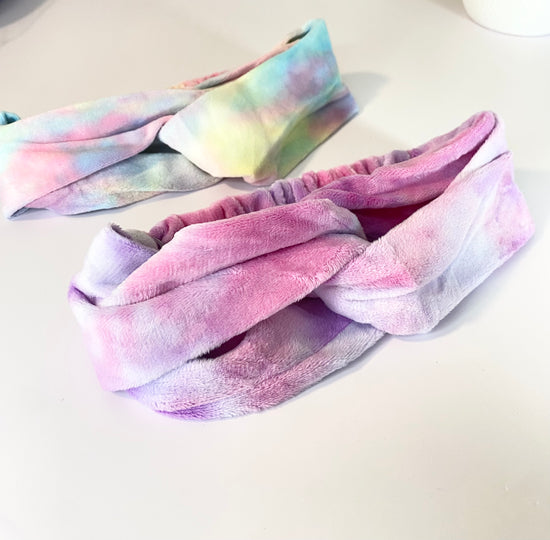 Stretch Tie Dye Knot Headband Purple